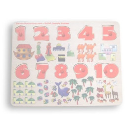 Wooden Number Board in English with Pictures